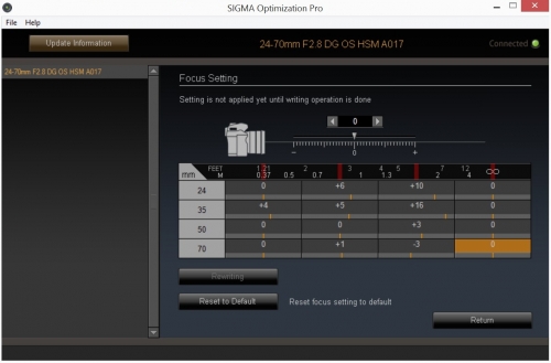 Prostředí aplikace Sigma docku Prost?ed? programu Sigma docku na lad?n? objektivu