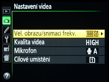 Nastavení videa